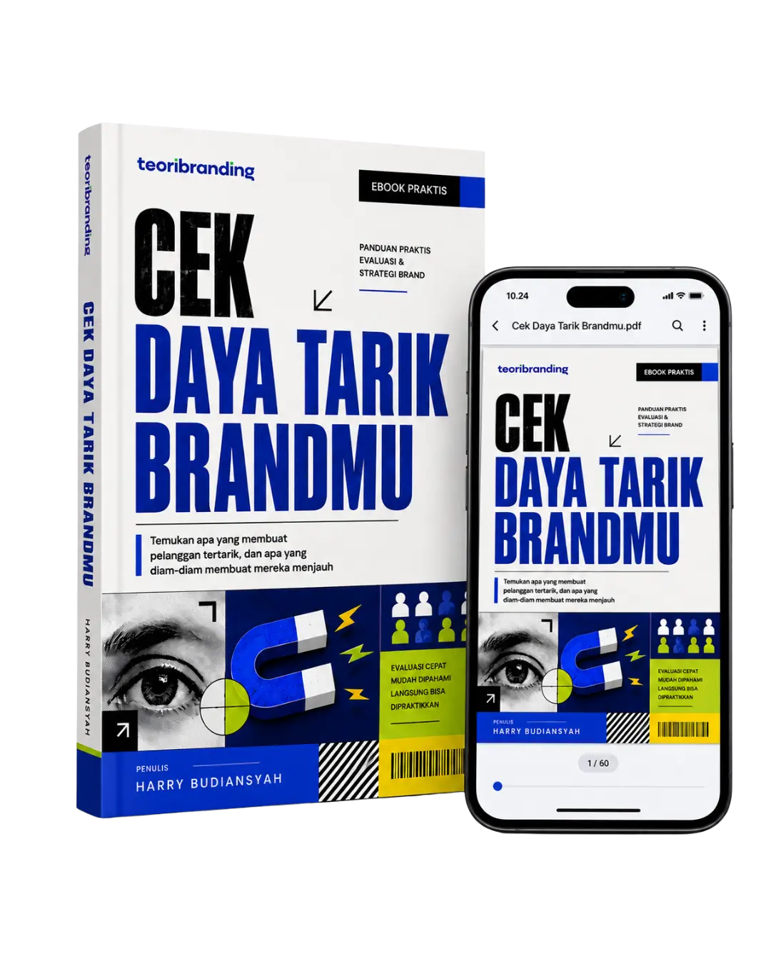 Mockup cover eBook Cek Daya Tarik Brandmu Teoribranding